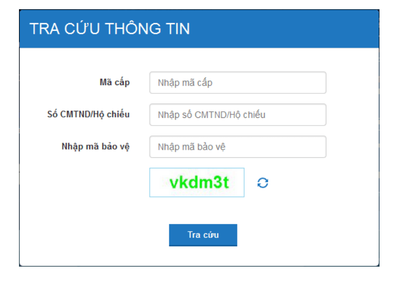 Thông tin tra cứu cần nhập